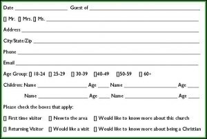 Church Visitor Card Template Downloads