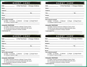 Church Visitor Card Template Word