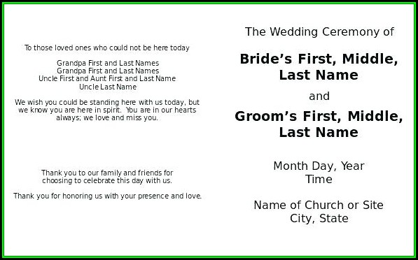 Church Wedding Program Template Word