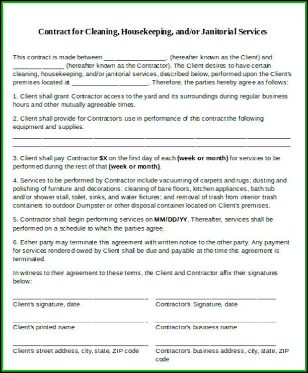 Cleaners Contract Template