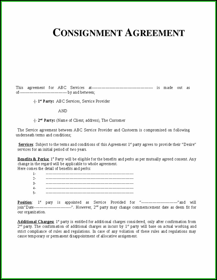 Consignment Agreement Template Free Download