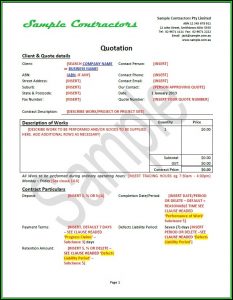 Construction Quote Template Australia