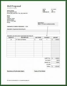 Contractor Proposal Template Excel