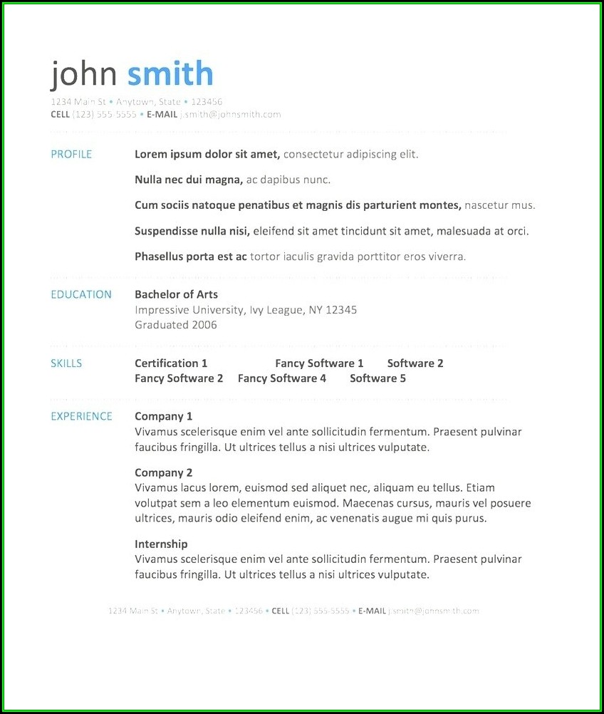 Creative Fresher Resume Templates Free Download For Microsoft Word