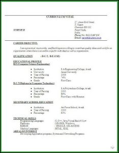 Curriculum Vitae Template Free Download Pdf