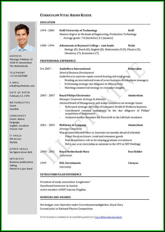 Curriculum Vitae Template Free Download Word