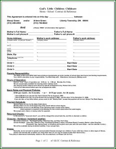 Daycare Contract Template Word