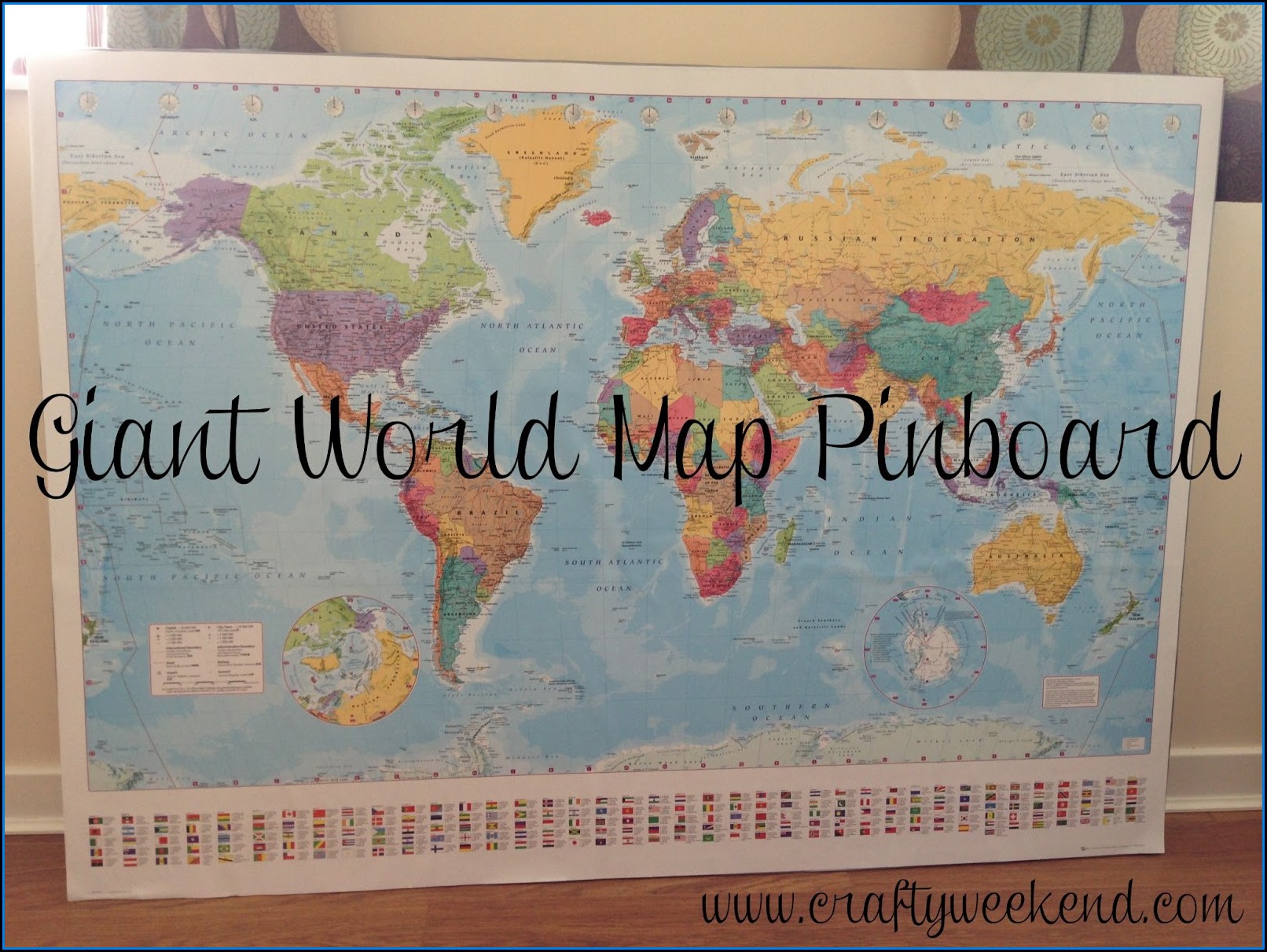 Giant World Map Pinboard