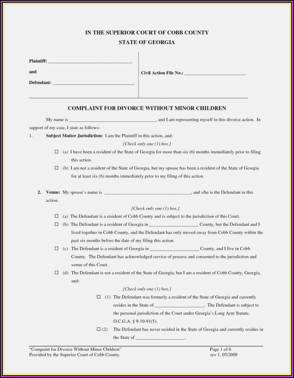 Cobb County Divorce Forms