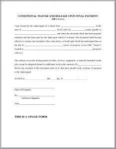 Conditional Lien Waiver Form Arizona