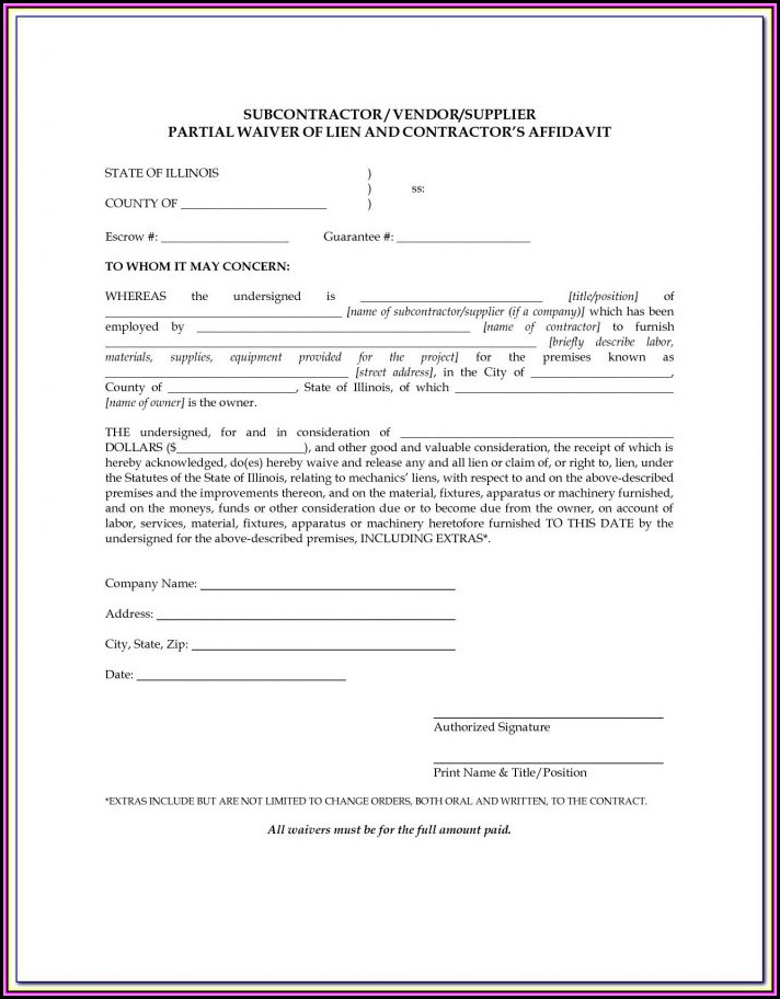 Conditional Lien Waiver Form Mn