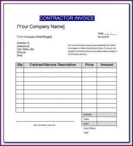 Contractor Invoice Format In Word
