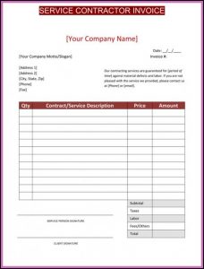 Contractor Invoice Sample