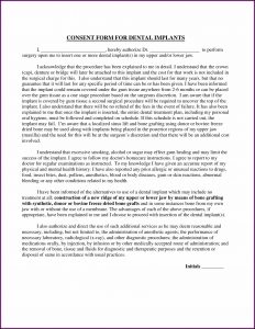 Dental Implant Consent Form