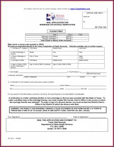 Divorce Document In Texas