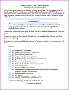 Durable Financial Power Of Attorney California Form