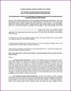 Durable Financial Power Of Attorney Form Florida