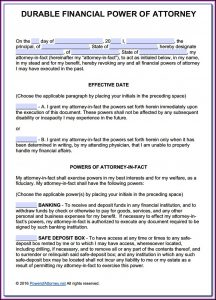 Durable Power Of Attorney California Fillable Form