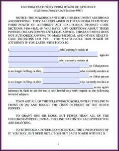 Durable Power Of Attorney California Form Free