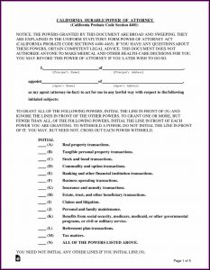 Durable Power Of Attorney California Form Pdf