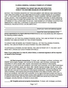 Durable Power Of Attorney Form Florida Free Download