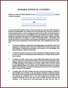 Durable Power Of Attorney Form Florida Medical