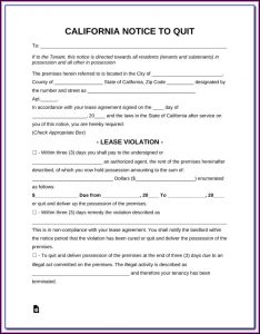 Eviction Notice Form California Pdf