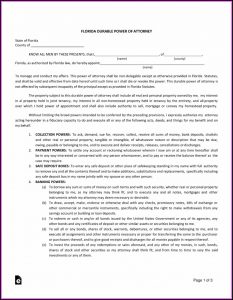 Fillable Durable Power Of Attorney Form Florida