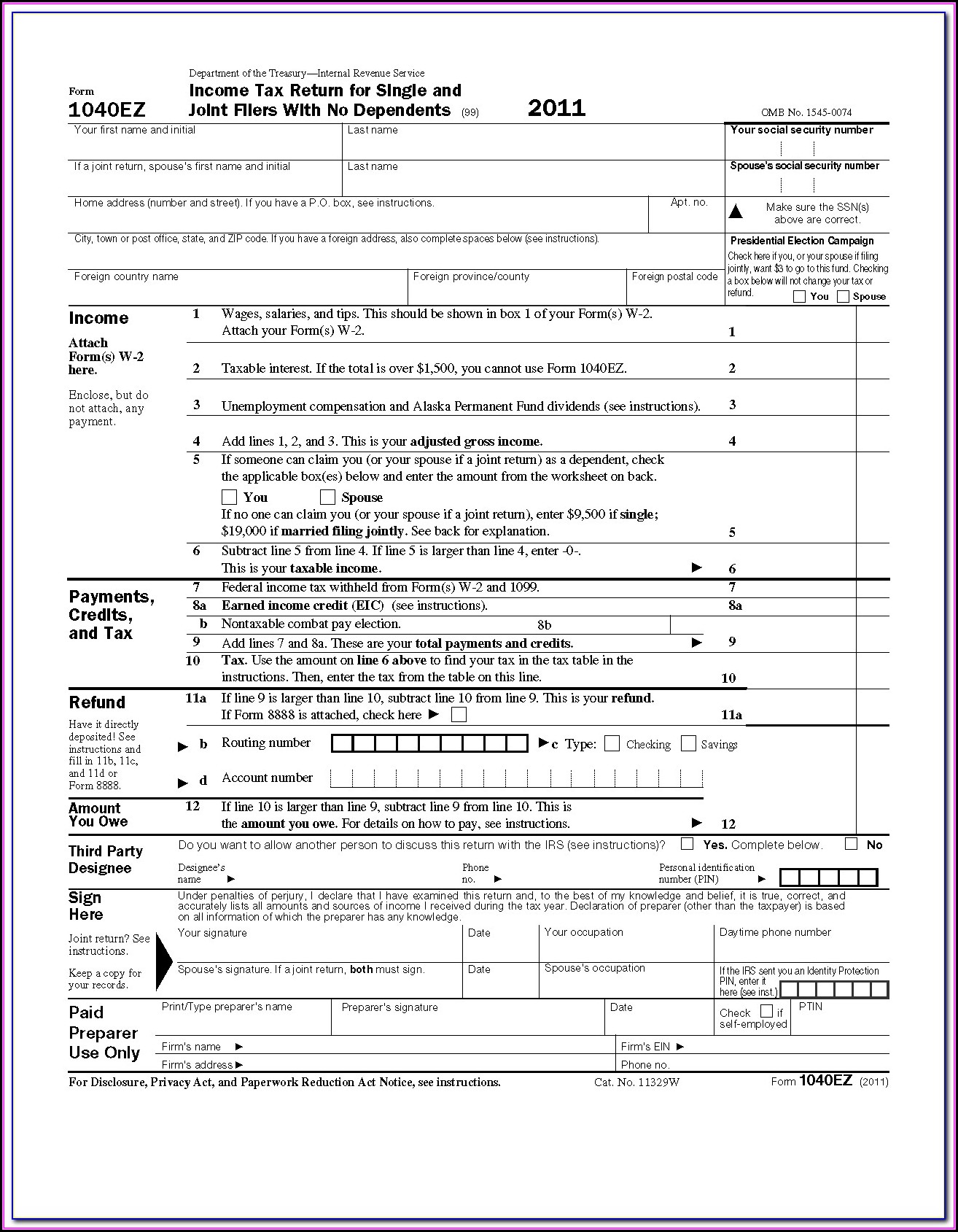 Fillable Form 1040x