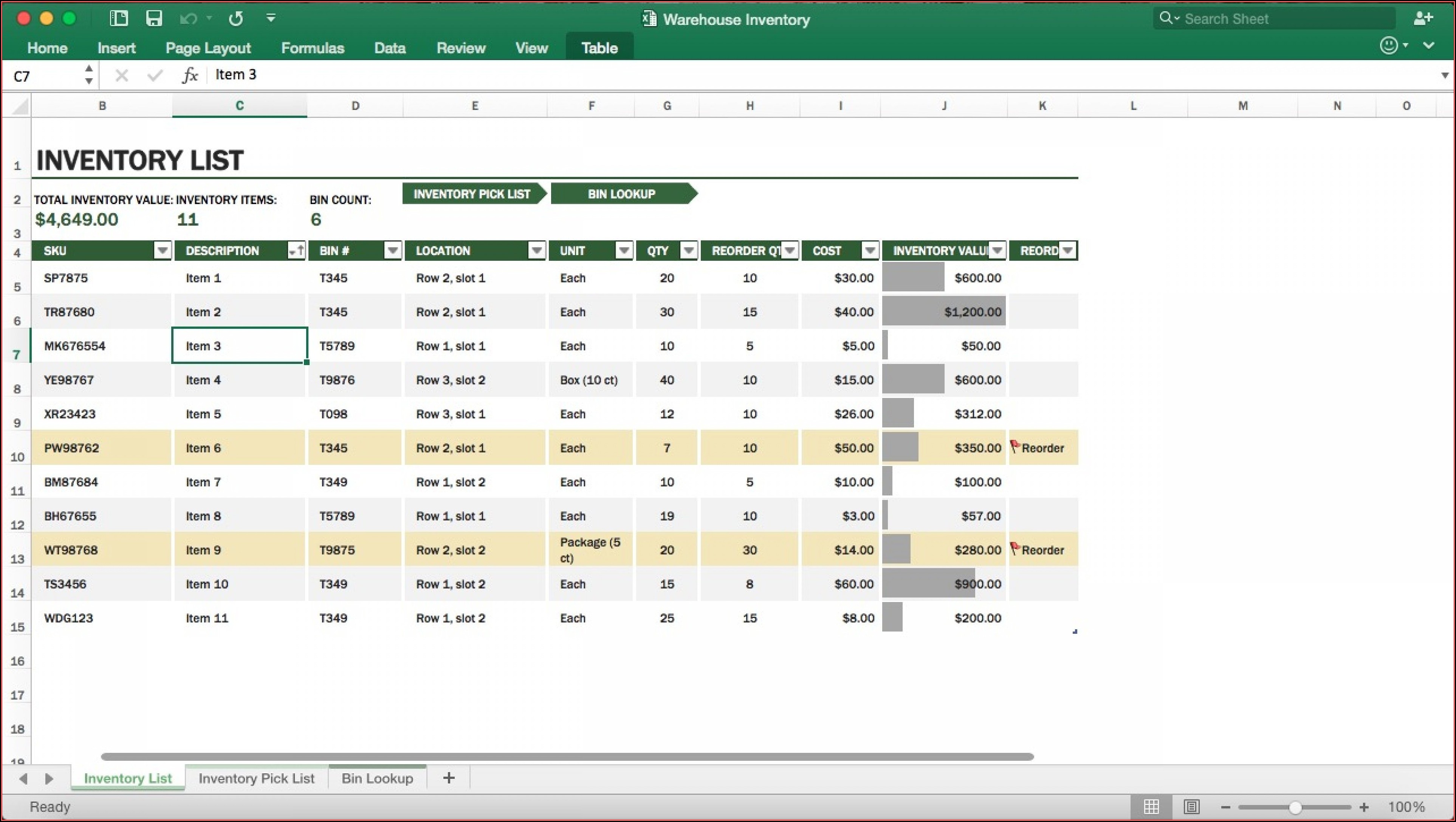 Excel Inventory Management Template