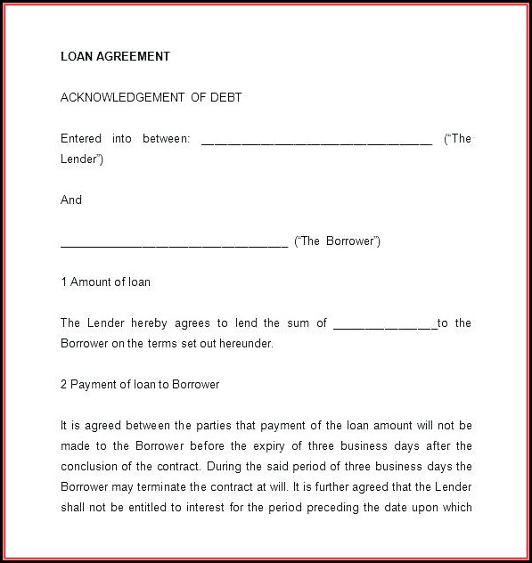 Family Loan Agreement Template India