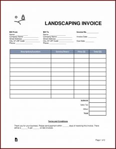 Fillable Landscaping Invoice Template