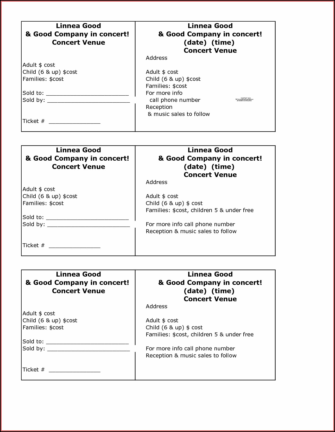 Food Fundraiser Ticket Template