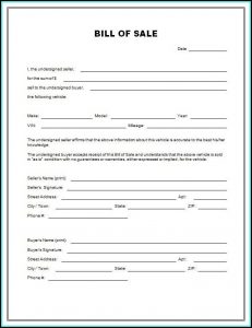 Free Auto Bill Of Sale Form Template