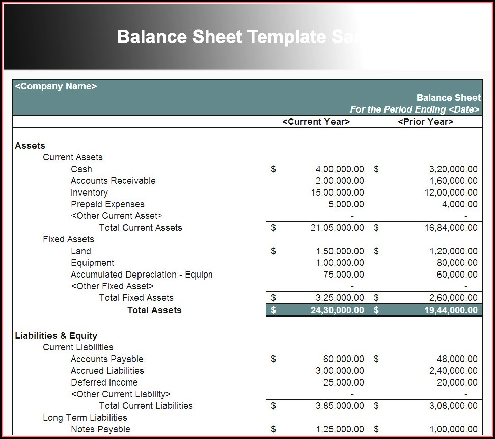 Free Balance Sheet Template For Small Business