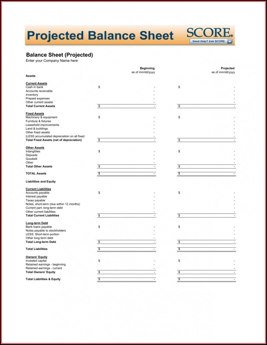 Free Balance Sheet Template For Word