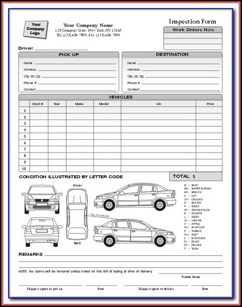 Free Bill Of Lading Form For Auto Transport