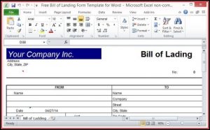 Free Bill Of Lading Template Excel