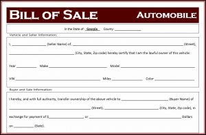Free Bill Of Sale Template Georgia