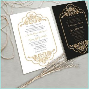 Free Black And Gold Wedding Invitation Templates