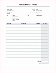 Free Blank Printable Work Order Template