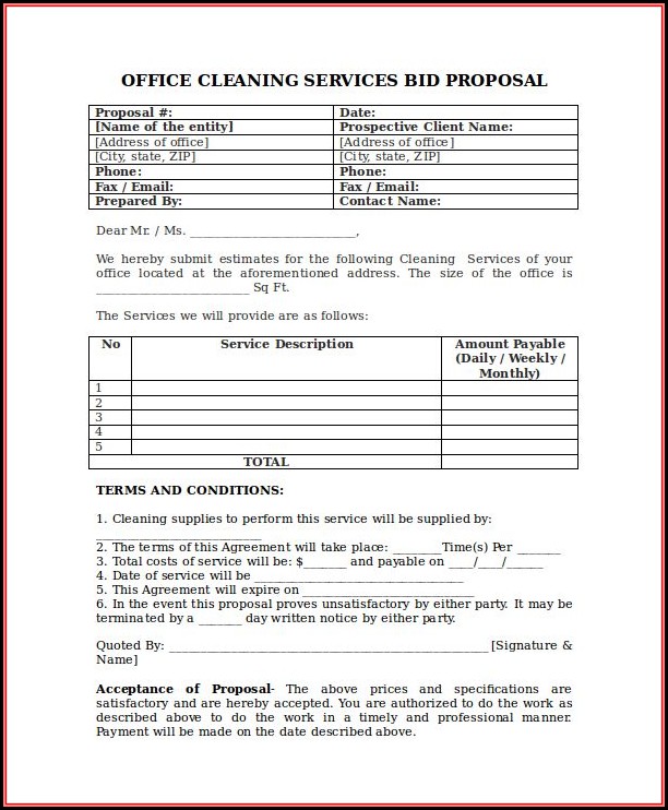 Free Cleaning Proposal Template Word Pdf