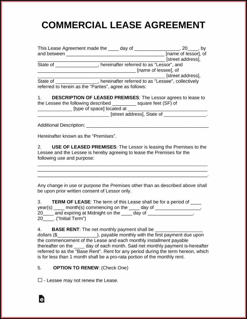 Free Commercial Lease Agreement Template Word Canada