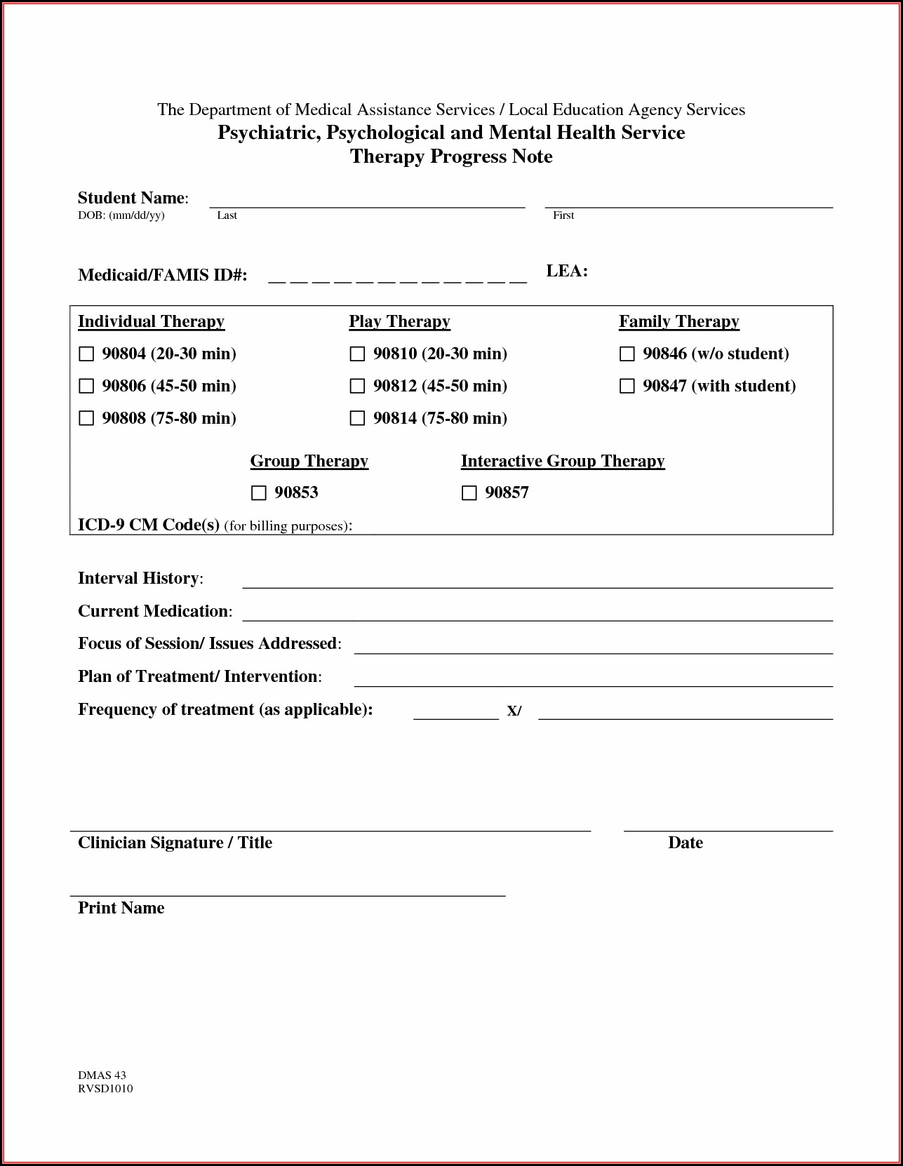 Free Counseling Progress Notes Template
