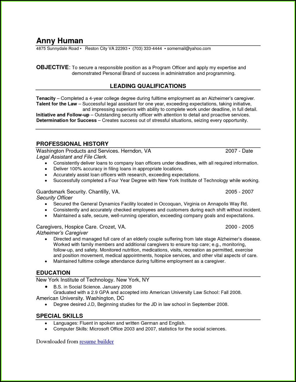 Free Download Resume Builder For Pc