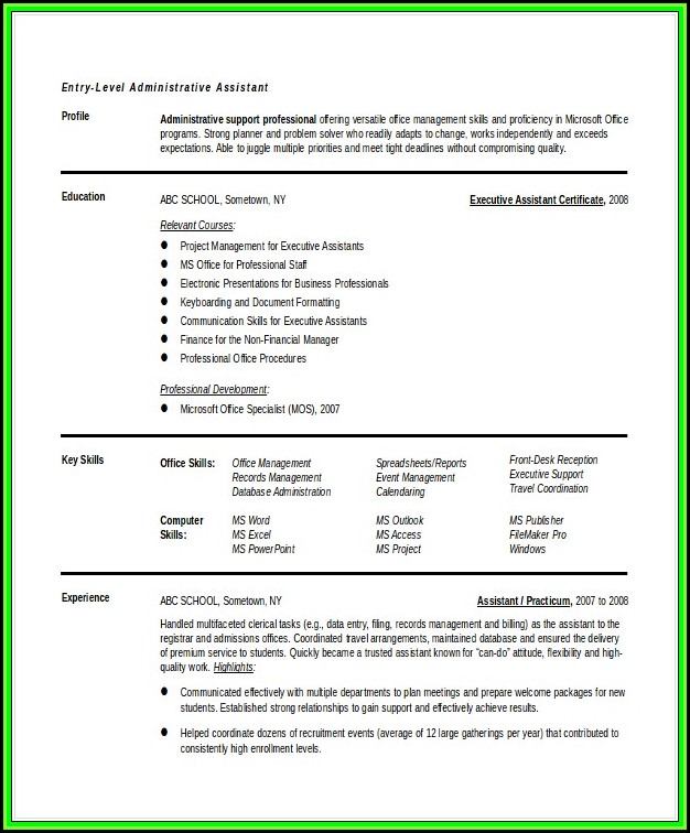 Free Downloadable Administrative Assistant Resume