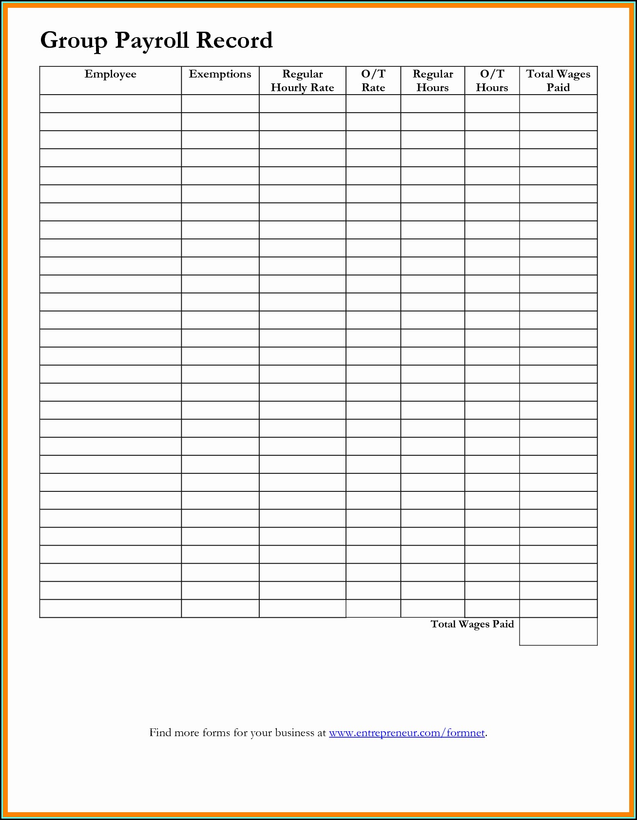 Free Employee Payroll Record Template