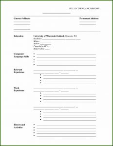 Free Fillable Resume Templates Microsoft