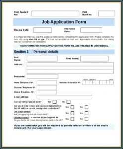 Free Job Application Form Template Word Uk