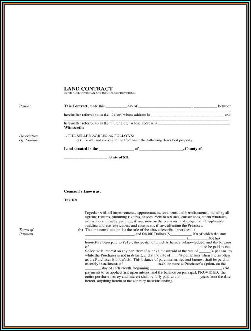 Free Land Contract Forms For Tennessee